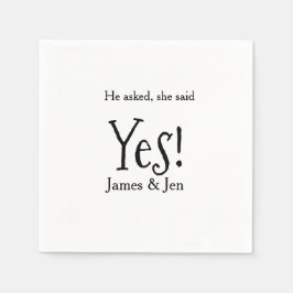 He asked she said yes engagement party name simple pappersservett