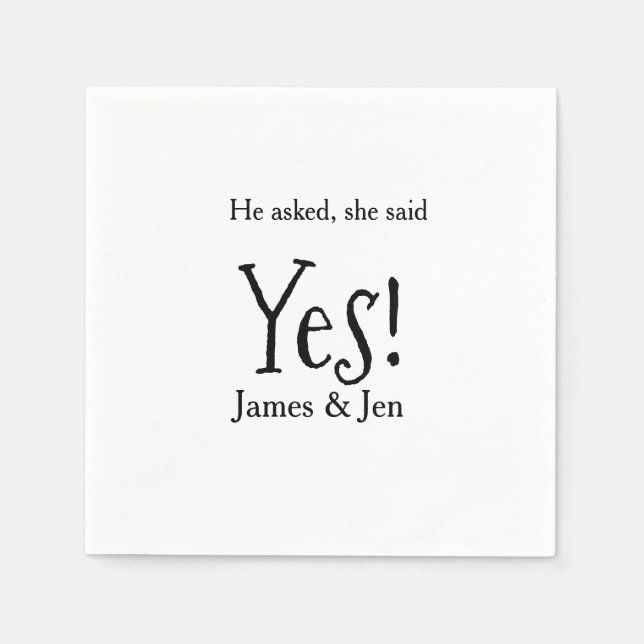 He asked she said yes engagement party name simple pappersservett (Framsidan)