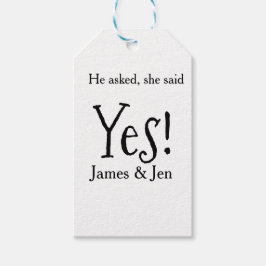 He asked she said yes engagement party name simple presentetikett