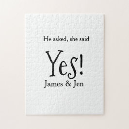 He asked she said yes engagement party name simple pussel