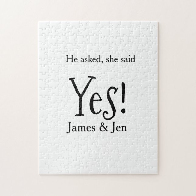 He asked she said yes engagement party name simple pussel (Vertikal)