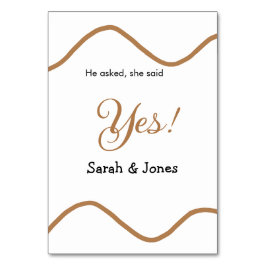 He asked she said yes engagement simple minimal  bordsnummer