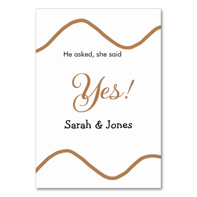 He asked she said yes engagement simple minimal  bordsnummer (Framsidan)