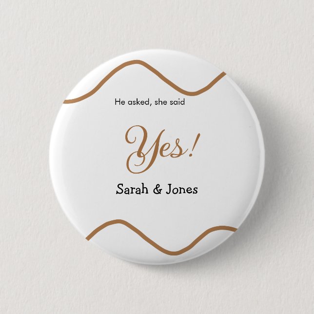 He asked she said yes engagement simple minimal  knapp (Framsida)