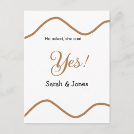 He asked she said yes engagement simple minimal  meddelande vykort