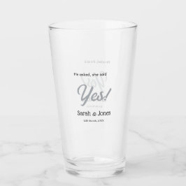 He asked she said yes engagement simple silver dat glaskopp