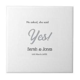 He asked she said yes engagement simple silver dat kakelplatta