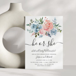 HE eller SHE | BLOMMIGT BABY GENDER Inbjudningar