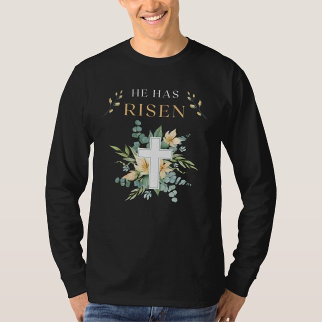 He Has Risen 3 day Jesus Christ Happy Easter Chris T Shirt (Framsida)