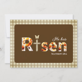 He has Risen Bible Verse Cross Religious Easter  Julkort