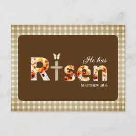 He has Risen Bible Verse Cross Religious Easter  Vykort