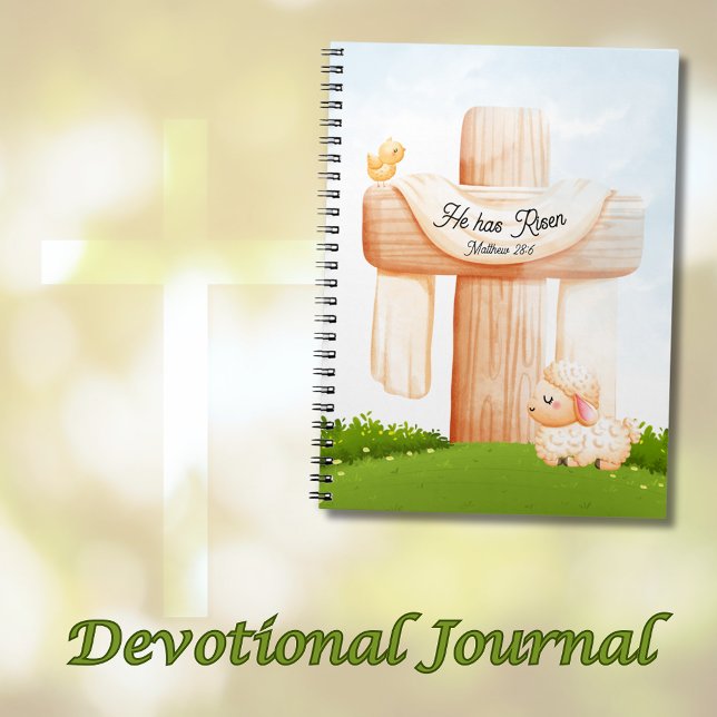 He has Risen Matthew 28:6 Easter Cross and Lamb Anteckningsbok (He Has Risen Devotional Journal for Easter)