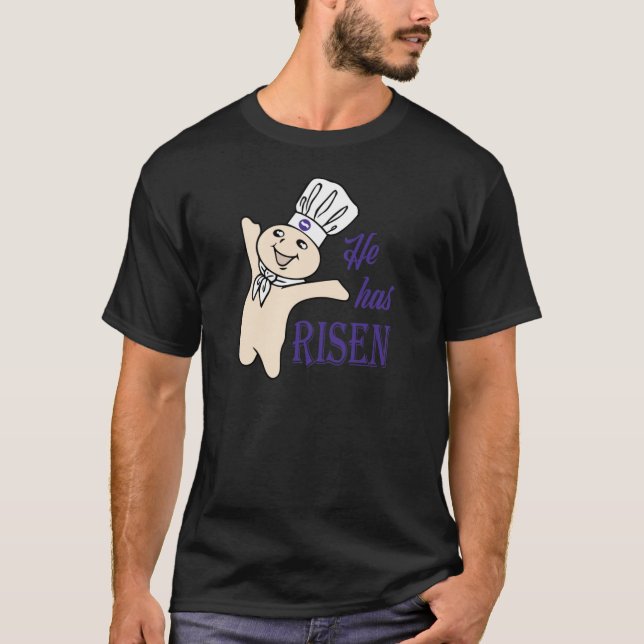 He Hes Risen Doughboy Pillsbury Purple334 T Shirt (Framsida)