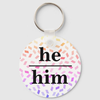 He him pastel rainbow sprinkles pronoun keychain nyckelring