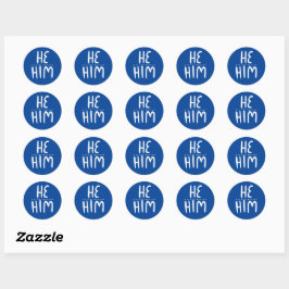 HE/HIM Pronouns Blue Handlettering Set of Runt Klistermärke