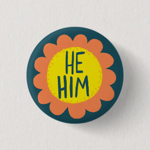 HE/HIM-pronouns Flower-Pride, styrt Knapp