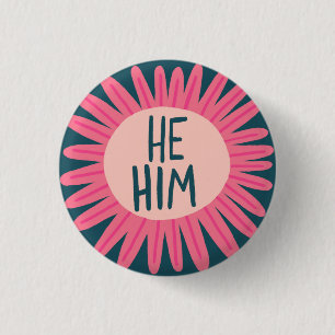 HE/HIM-pronouns Flower-Pride, styrt Knapp