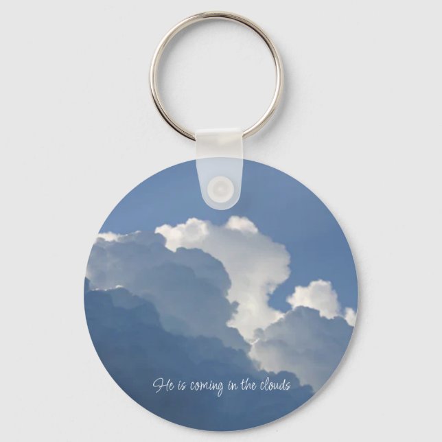 He is Coming in the Clouds Christian Quote Nyckelring (Framsida)
