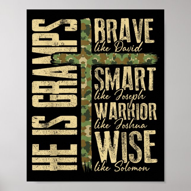 He Is Gramps Camo Religious Father's Day Christian Poster (Framsidan)
