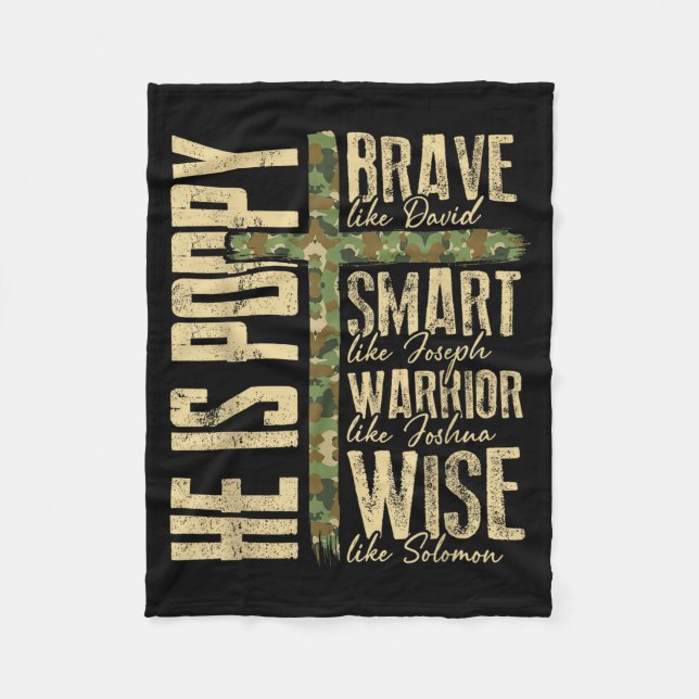 He Is Ppy Camo Religious Father's Day Christian Da Fleecefilt (Framsidan)