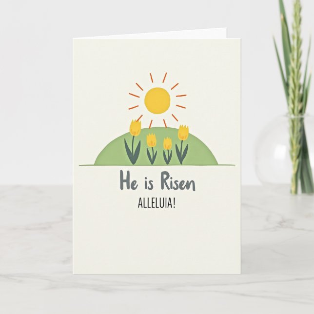 He Is Risen Alleluia Card Kort (Framsida)