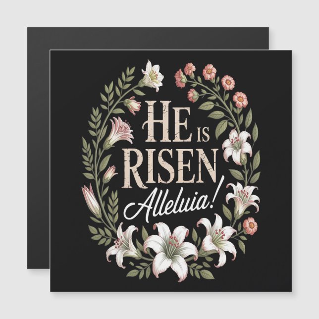 He Is Risen Alleluia Floral Christian Easter (Fram/baksida)