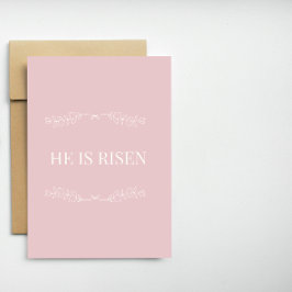 He Is Risen Christian Easter Card – Soft Pink Helgkort