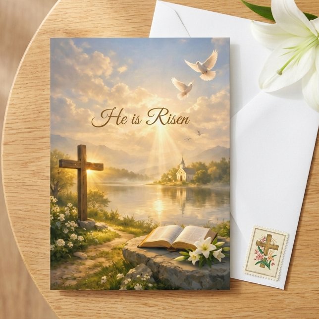 He Is Risen Christian Easter Resurrection Greeting Kort (Skapare uppladdad)