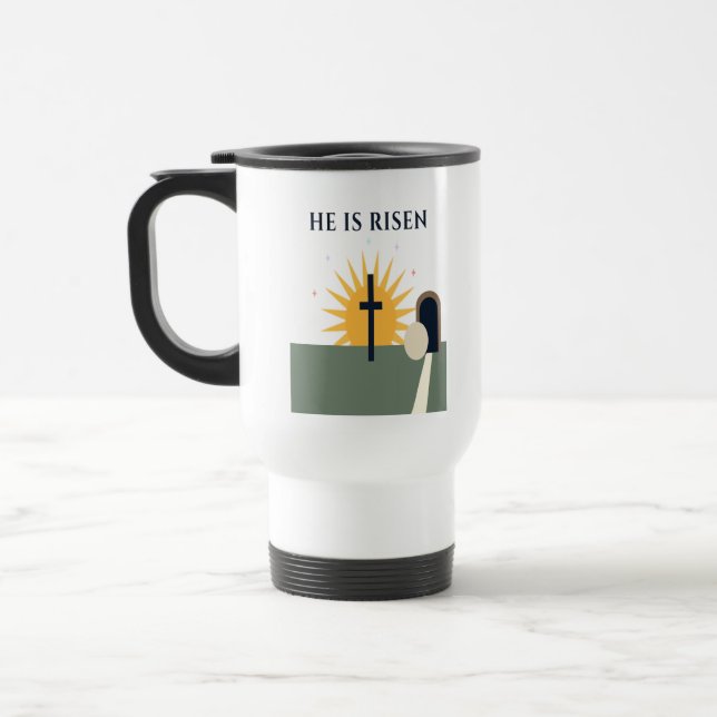 He Is Risen Easter 2026 Christian Travel Mug Resemugg (Vänster)