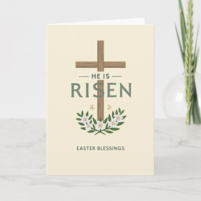 He Is Risen Easter Blessings Card Kort (Framsida)