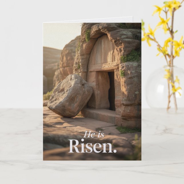 He Is Risen Easter Bulk Church Greeting Cards Kort (Gul blomma)
