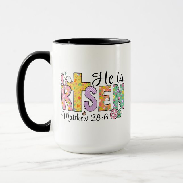 He Is Risen Easter Christian Coffee Mug Mugg (Vänster)