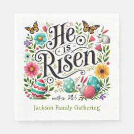 He Is Risen Easter Family Gathering Colorful Pappersservett