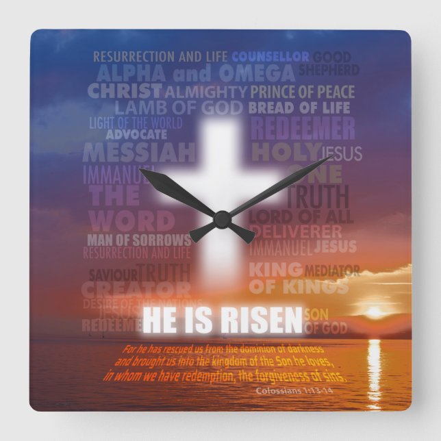 He is Risen - Easter  Fyrkantig Klocka (Framsida)