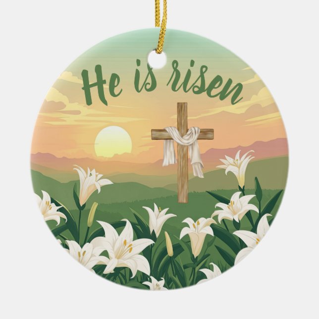 He is Risen Easter Sunrise Personalized Ornament (Framsidan)