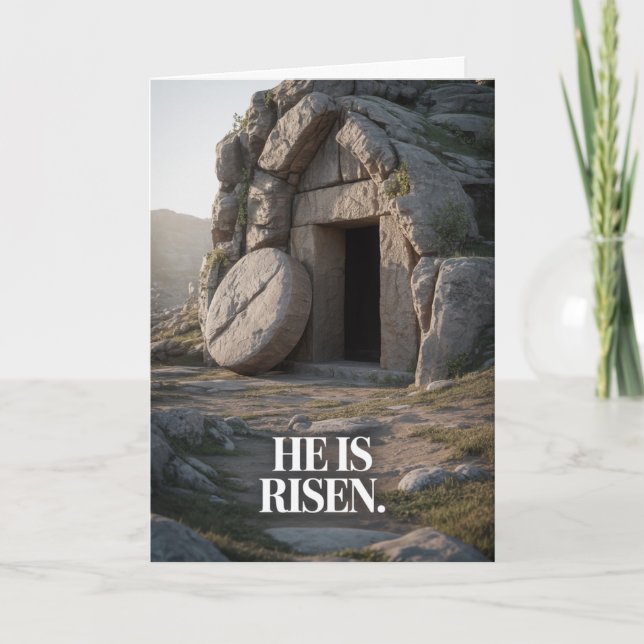He Is Risen Empty Tomb Christian Easter Card Kort (Framsida)