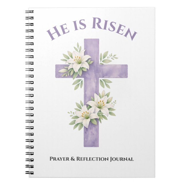 He is Risen Floral Cross 2026 Prayer Journal Anteckningsbok (Framsidan)