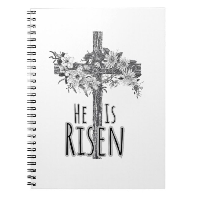 He Is Risen Floral Cross Notebook Anteckningsbok (Framsidan)