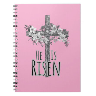 He Is Risen Floral Cross Spiral Notebook Anteckningsbok