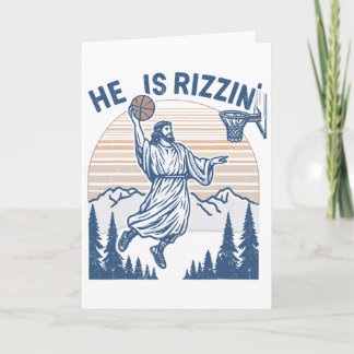 He Is Risen Funny Easter Jesus Playing Sketll Mens Kort