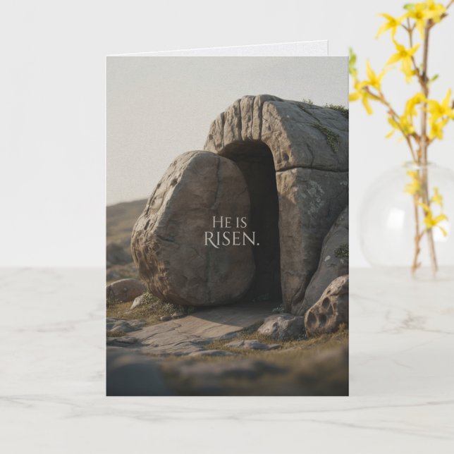 He Is Risen Happy Easter Bulk Church Greeting Card Kort (Gul blomma)
