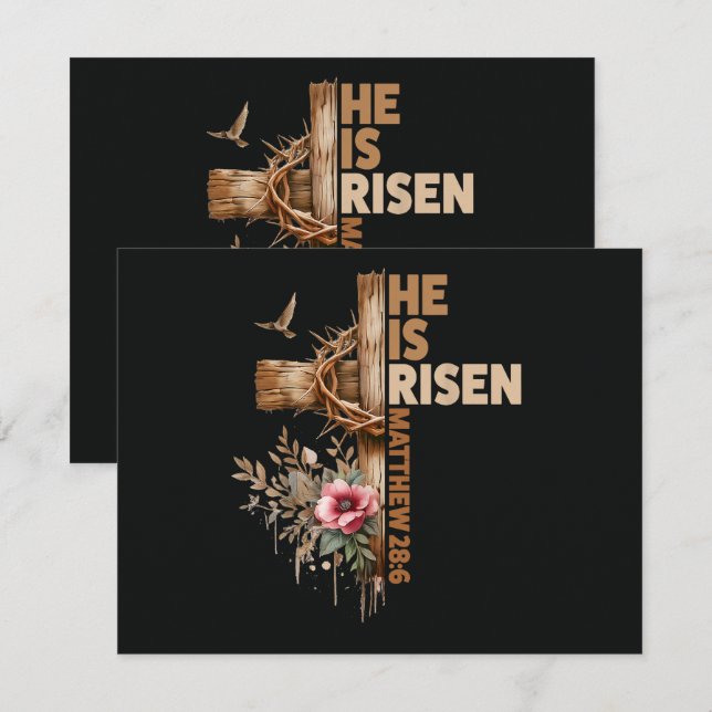 He is Risen Jesus Christian Religious Easter Inbjudningar (Fram/baksida)