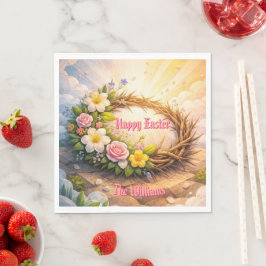 He Is Risen Religious Floral Crown Easter Napkins Pappersservett