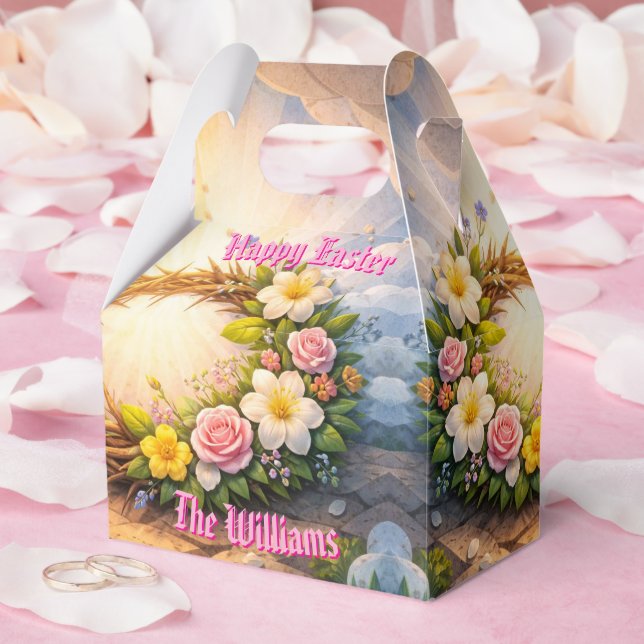 He Is Risen Religious Floral Crown Personalized Presentaskar (Bröllop)