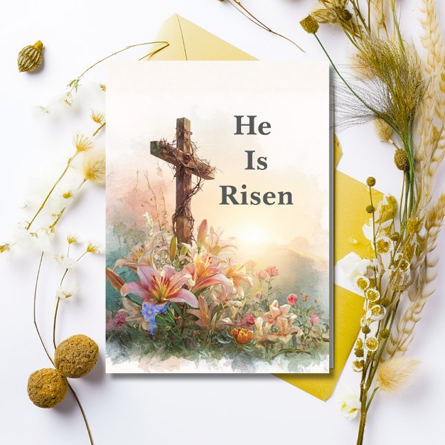 He Is Risen Watercolor Easter Card Helgkort (Skapare uppladdad)