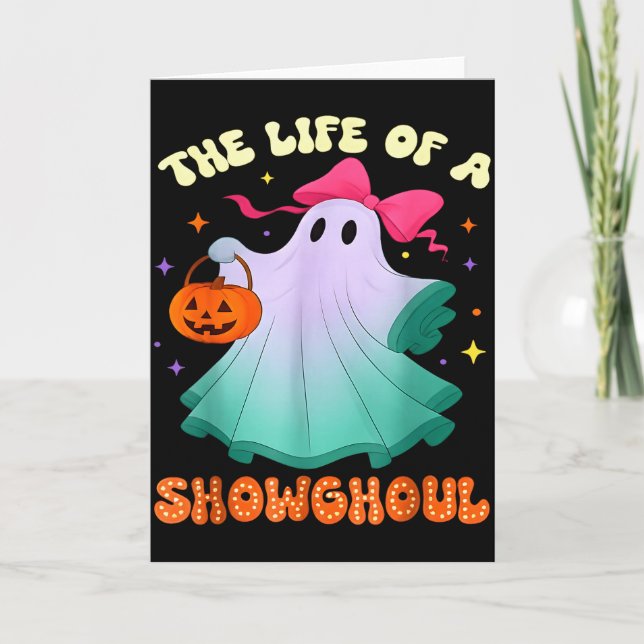 He Life Of A Showghoul Retro Halloween Show Ghosts Kort (Framsida)