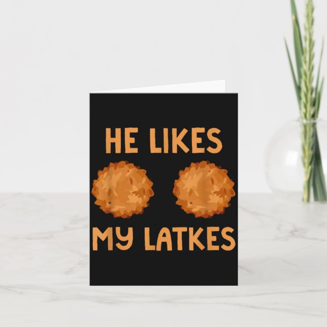 He Likes My Latkes Hanukkah Couple Matching Jewish Kort (Framsida)