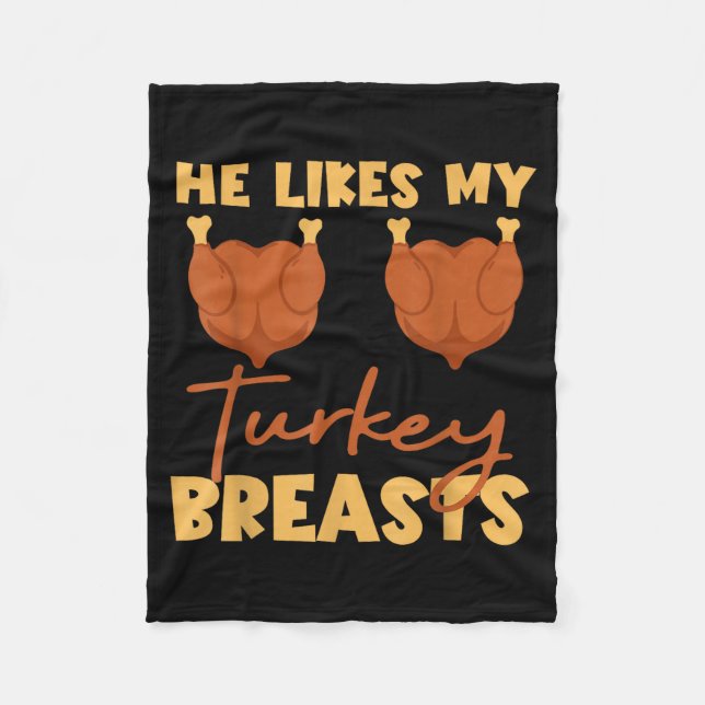 He Likes My Turkey Breasts Couple Matching Thanksg Fleecefilt (Framsidan)