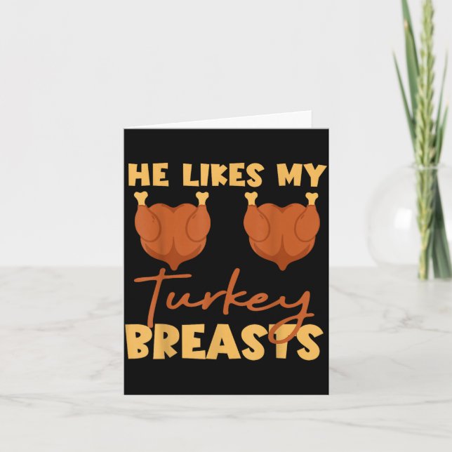 He Likes My Turkey Breasts Couple Matching Thanksg Kort (Framsida)