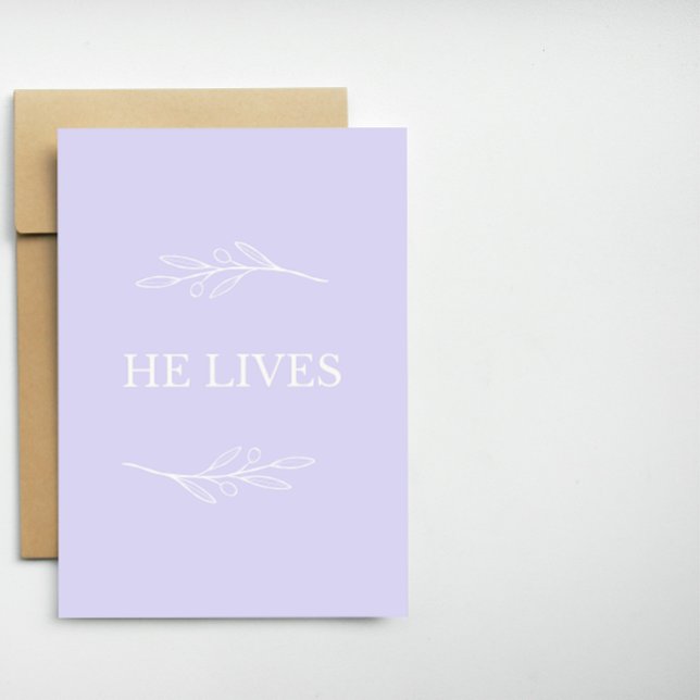He Lives Christian Easter Card – Lavender Faith Helgkort (Skapare uppladdad)
